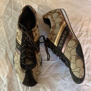 COACH brand brown and bronze sneakers